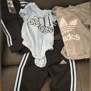 NWOT Adidas 3 piece tracksuit and 6-9mo sweatshirt